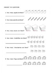 English Worksheet: How many exercise