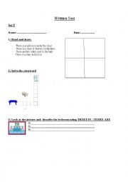 English Worksheet: there is/are + parst of the house and furniture