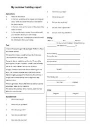 English Worksheet: A summer holiday report