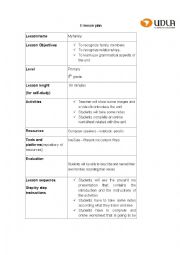 English Worksheet: Lesson plan My family