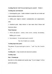 English Worksheet: LESSON PLAN OF DO YOU WANT TO GO TO A MOVIE