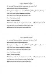 English Worksheet: Conversation about food