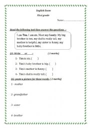 1st grade exam