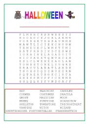 English Worksheet: HALLOWEEN Wordsearch