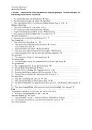 English Worksheet: Passive voice exercise