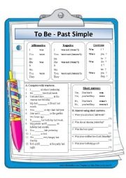 English Worksheet: To Be - Past Simple part 1