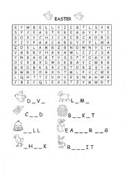 English Worksheet: EASTER word search