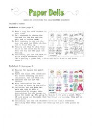 English Worksheet: Paper Dolls - Listening, Speaking and Writing Practice