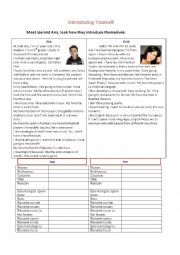 English Worksheet: Introducing yourself - Reading Speaking Practice