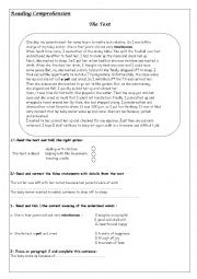 English Worksheet: Test for 9th graders