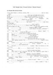 English Worksheet: simple present present perfect simple past