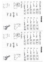 Animals worksheet for little children