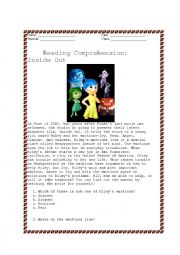 Reading Comprehension: Inside Out [WITH ANSWER KEY]