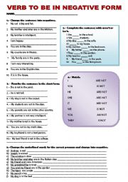 English Worksheet: verb to be negative form