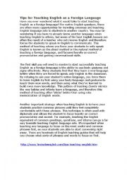 English Worksheet: teaching english as a foreign language