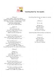 English Worksheet: Counting stars by One Republic
