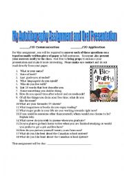 English Worksheet: Autobiography Assignment