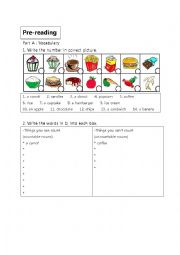 English Worksheet: Countable and Uncountable nouns 