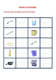 English Worksheet: THINGS YOU CAN FIND IN THE KITCHEN