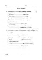 English Worksheet: Quiz on future tenses with answer key