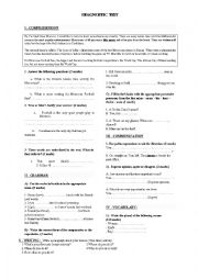 English Worksheet: Diagnostic Test for 1st Baccalaureate level
