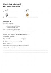 MOVERS YLE Unit 1 vocabulary and grammar worksheet