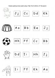 Picture-Word and First Letter Exercise