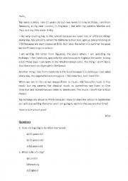 English Worksheet: Reading activity