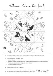 English Worksheet: Halloween Cootie catcher