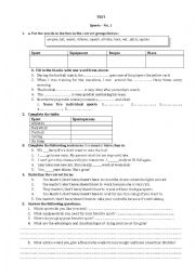 English Worksheet: Sports- Test