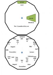 English Worksheet: The 12 months of the year word wheel