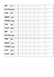 English Worksheet: colours