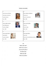 English Worksheet: Personal info (famous)
