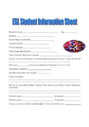 English Worksheet: ESL student information sheet