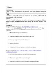 English Worksheet: Webquest - healthy lifestyle