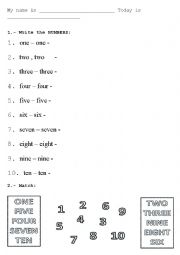 Numbers and colours worksheet