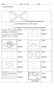 English Worksheet: countries and nationalities