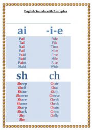 English Worksheet: english sounds ch sh i-e ai
