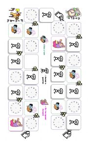 English Worksheet: Time board & routine boardgame