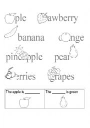 English Worksheet: Fruits and colors