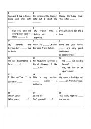 Subject and object pronouns Board game