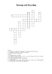 English Worksheet: reusing and recycling