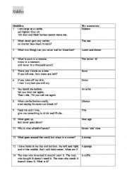 English Worksheet: Riddles