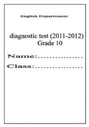 English Worksheet: diagnostic test for grade 10
