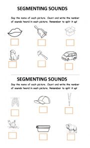English Worksheet: SEGMENTING SOUNDS