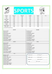 English Worksheet: SPORTS - Abilities - CAN - CANT