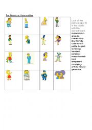 English Worksheet: THE SIMPSON PERSONALITY ADJECTIVES