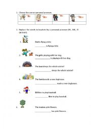 English Worksheet: Personal Pronouns