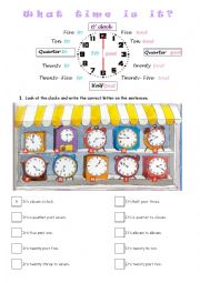 English Worksheet: What time is it?