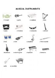 English Worksheet: Musical Instruments